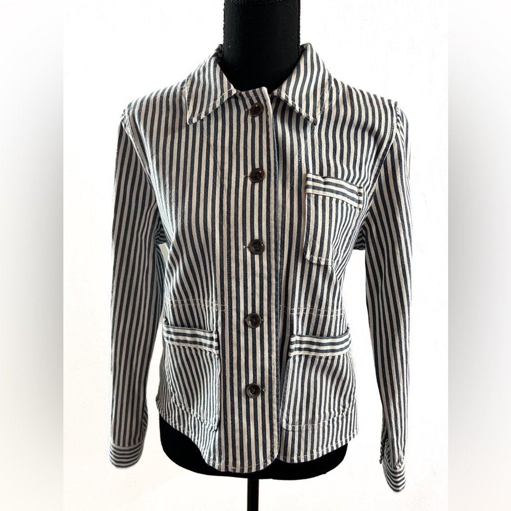 Madewell blue and white striped jacket. Size medium